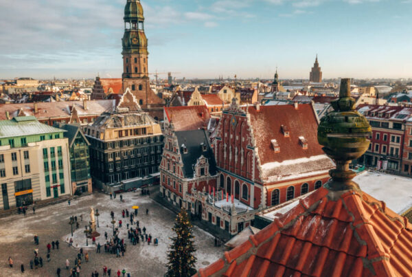 Вид на Ригу с высоты птичьего полета.